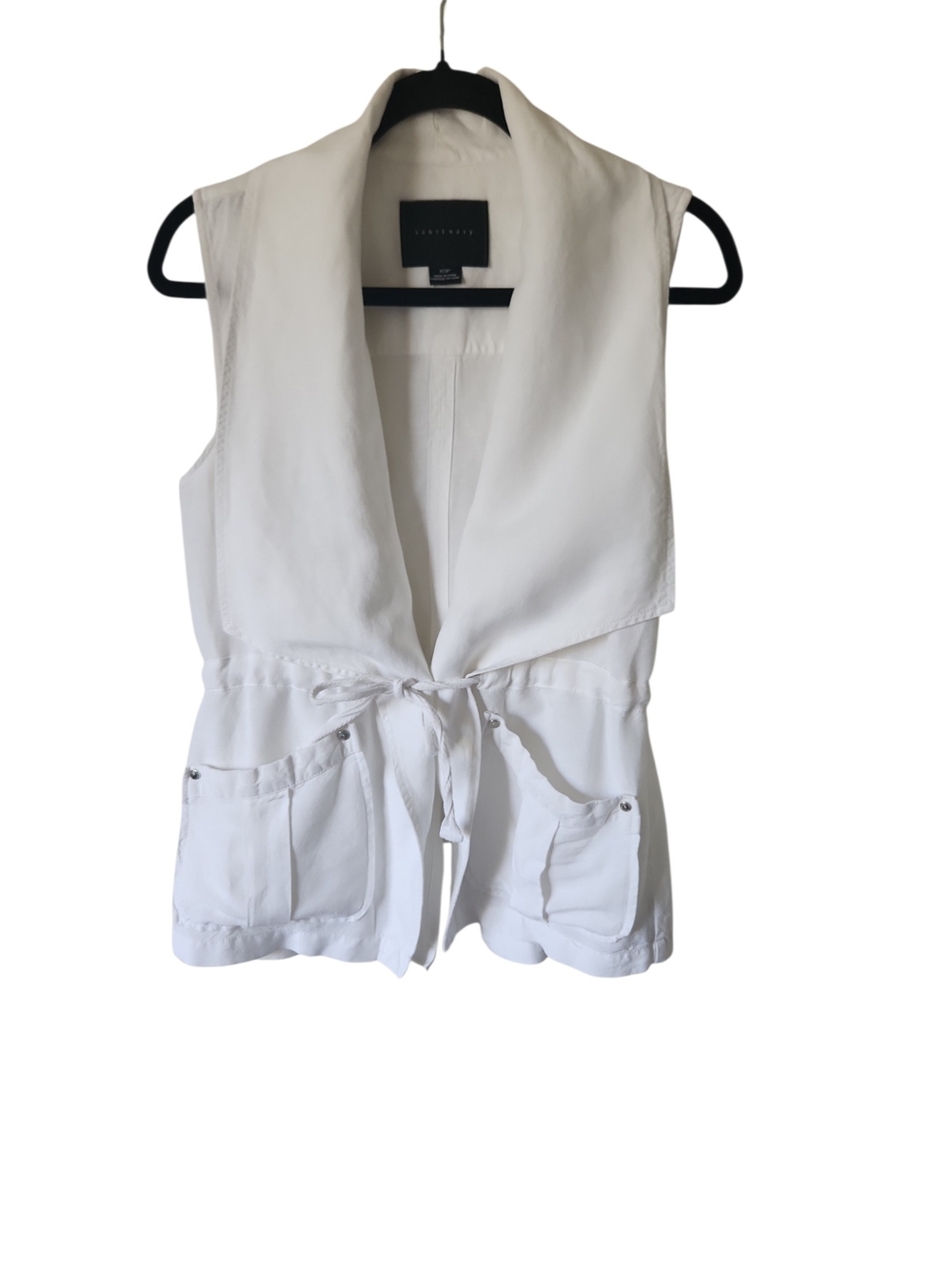 NWOT Sanctuary White LinenBlend DrapedUtility CargoVest DrawstringWaist Size XSP